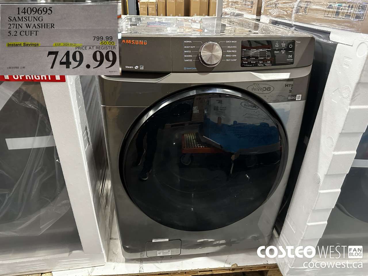 1409695 SAMSUNG 27IN WASHER 5.2 CUFT ($50.00 INSTANT SAVINGS EXPIRES ON 2024-10-23) $749.99