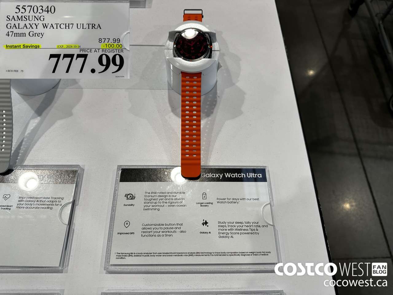 5570340 SAMSUNG GALAXY WATCH7 ULTRA 47MM GREY ($100.00 INSTANT SAVINGS EXPIRES ON 2024-10-14) $777.99