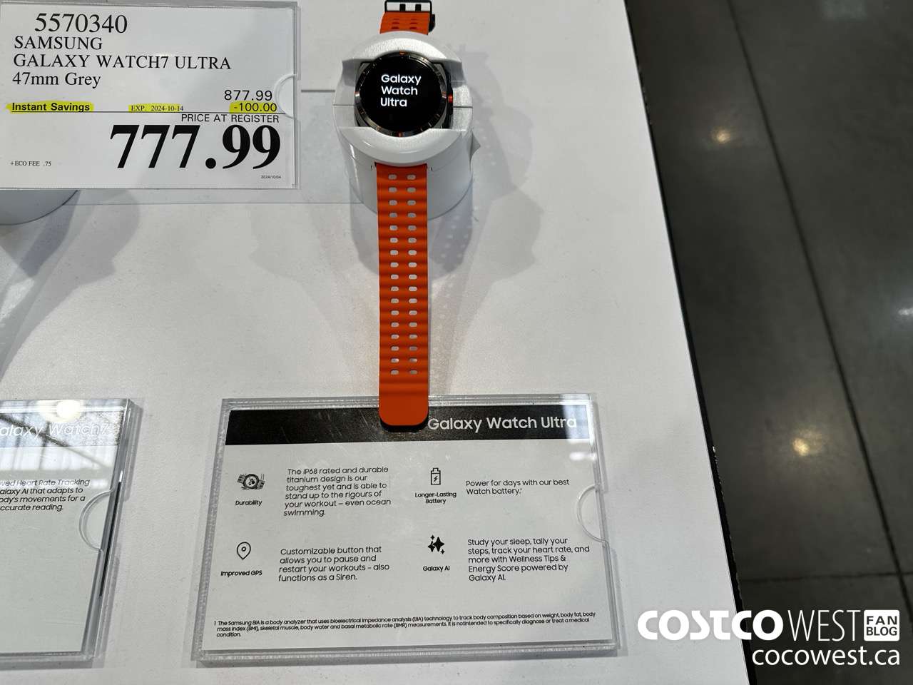 5570340 SAMSUNG GALAXY WATCH7 ULTRA 47MM GREY ($100.00 INSTANT SAVINGS EXPIRES ON 2024-10-14) $777.99