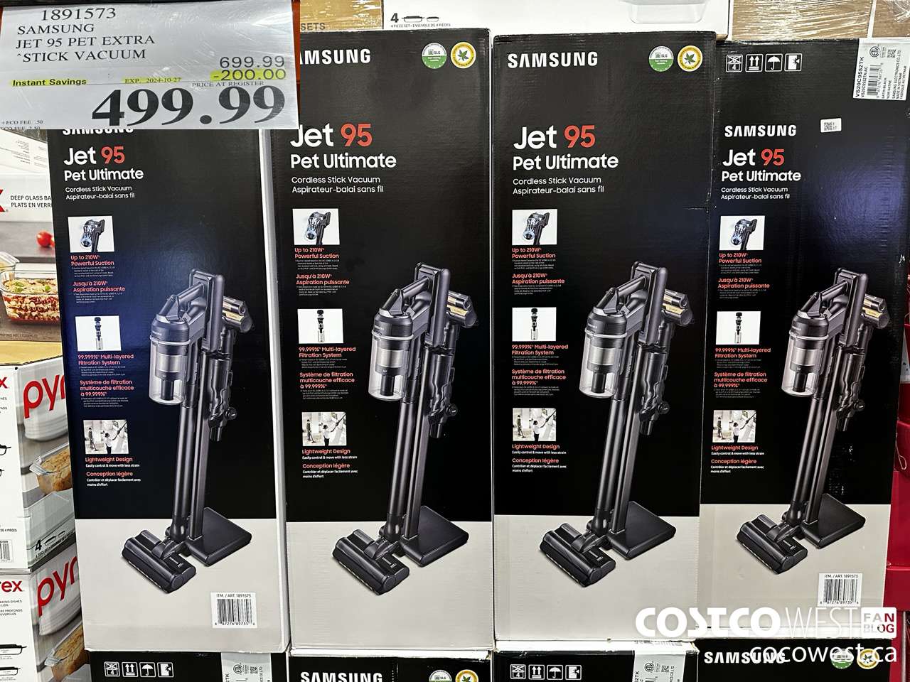 1891573 SAMSUNG JET 95 PET EXTRA STICK VACUUM ($200.00 INSTANT SAVINGS EXPIRES ON 2024-10-27) $499.99