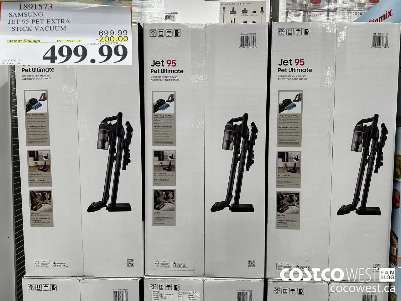 1891573 SAMSUNG JET 95 PET EXTRA STICK VACUUM ($200.00 INSTANT SAVINGS EXPIRES ON 2024-10-27) $499.99