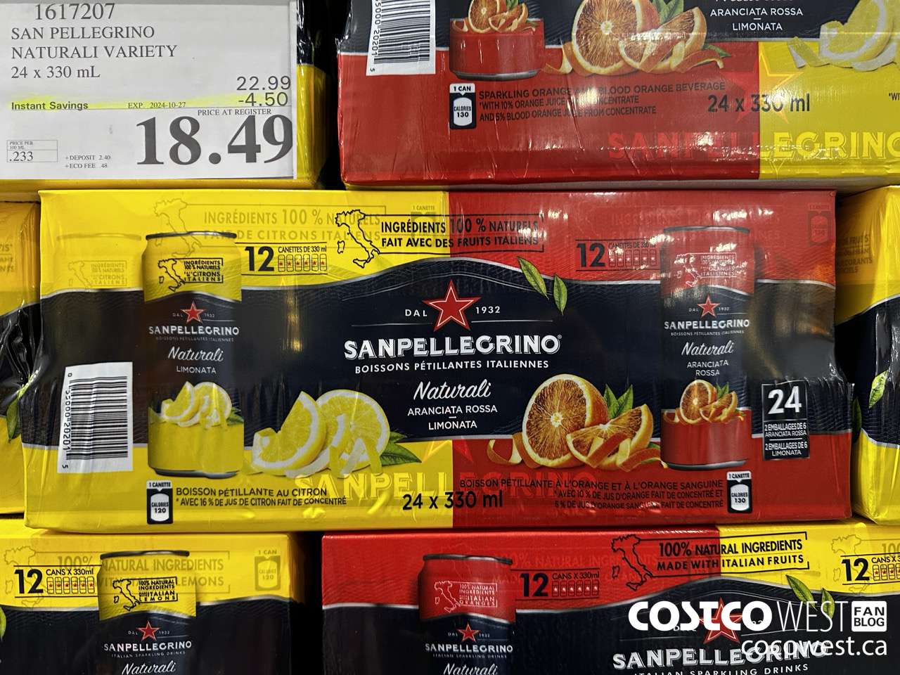 1617207 SAN PELLEGRINO NATURALI VARIETY 24 x 330 mL ($4.50 INSTANT SAVINGS EXPIRES ON 2024-10-27) $18.49