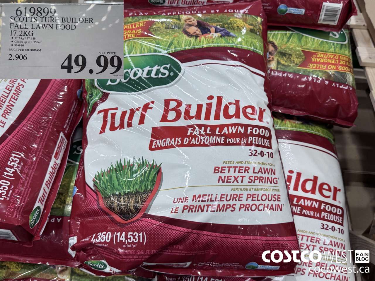 619899 SCOTTS TURF BUILDER FALL LAWN FOOD 17.2 KG $49.99