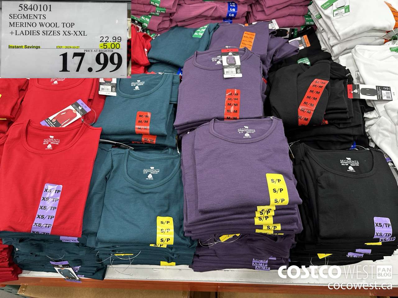 5840101 SEGMENTS MERINO WOOL TOP LADIES SIZES XS-XXL ($5.00 INSTANT SAVINGS EXPIRES ON 2024-10-27) $17.99