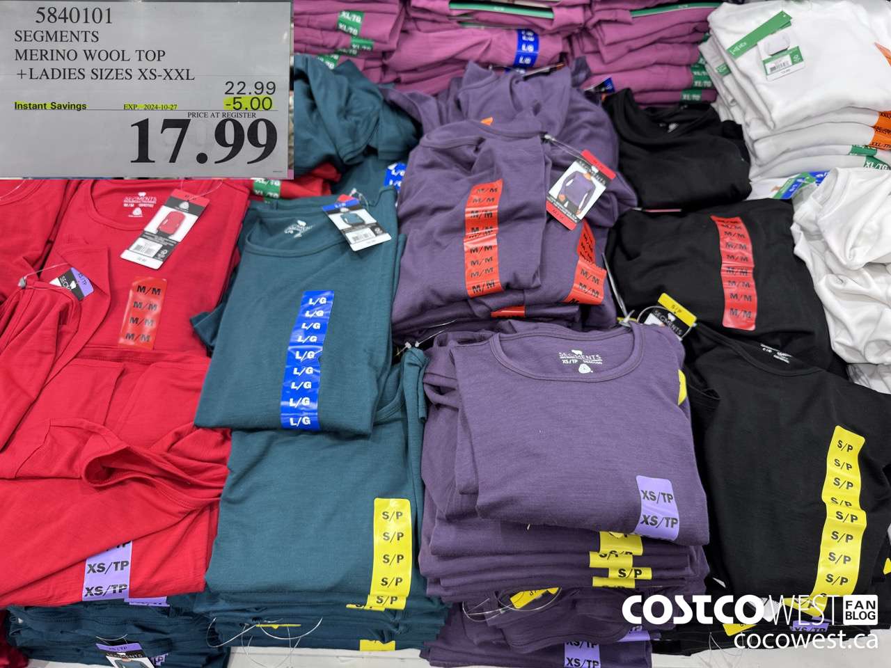 5840101 SEGMENTS MERINO WOOL TOP LADIES SIZES XS-XXL ($5.00 INSTANT SAVINGS EXPIRES ON 2024-10-27) $17.99