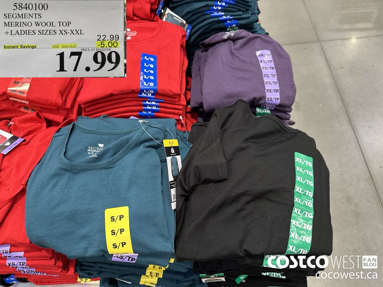 5840100 SEGMENTS MERINO WOOL TOP LADIES SIZES XS-XXL ($5.00 INSTANT SAVINGS EXPIRES ON 2024-10-27) $17.99