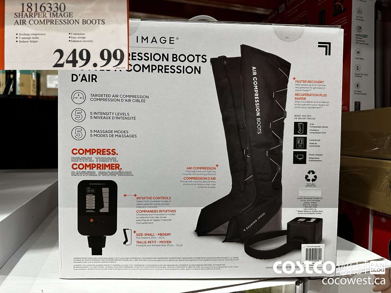 1816330 SHARPER IMAGE AIR COMPRESSION BOOTS $249.99
