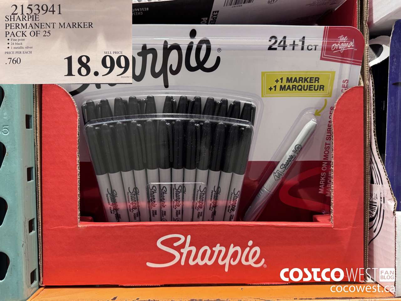 2153941 SHARPIE PERMANENT MARKER PACK OF 25 $18.99