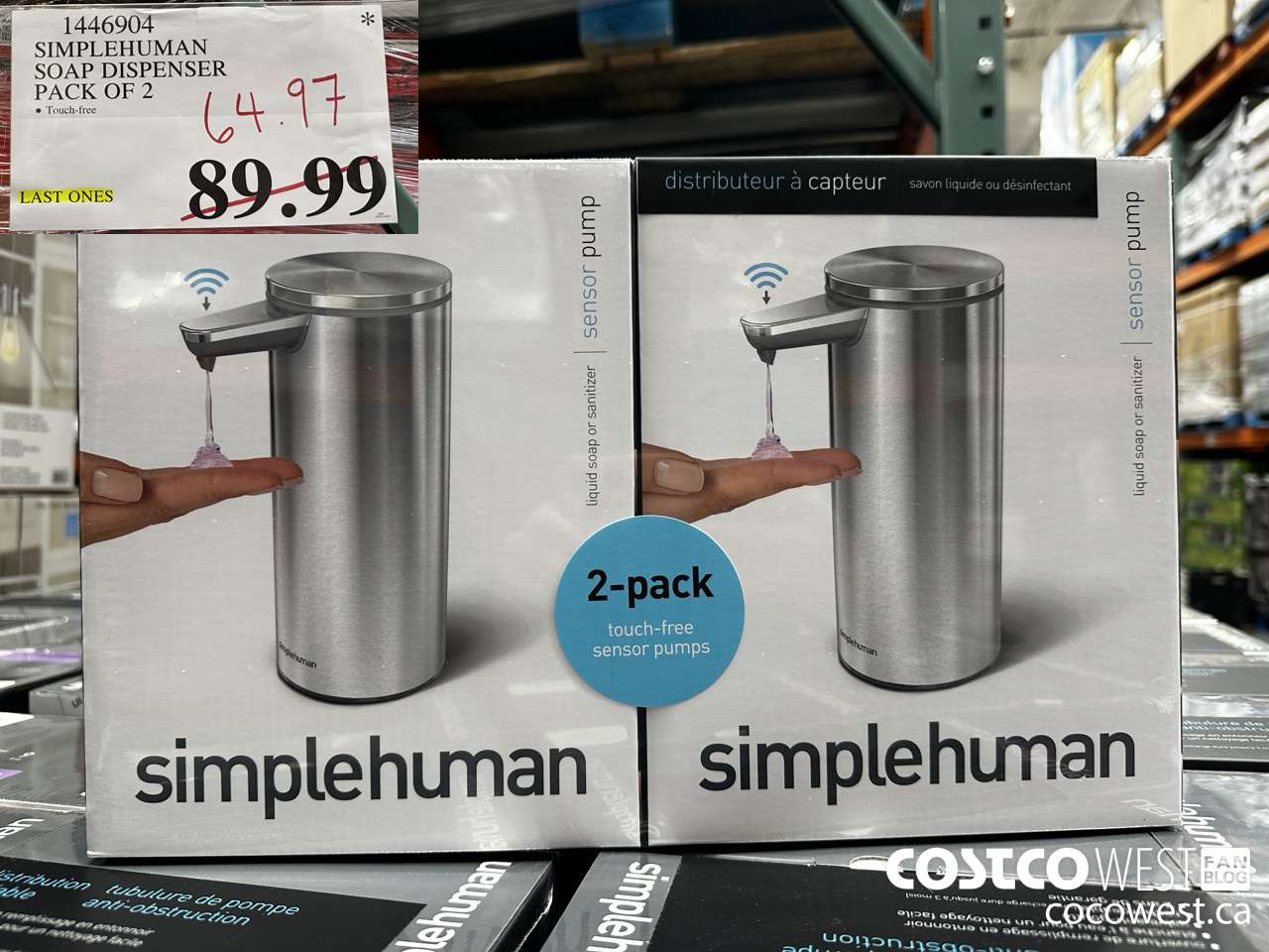1446904 SIMPLEHUMAN SOAP DISPENSER PACK OF 2 $64.97