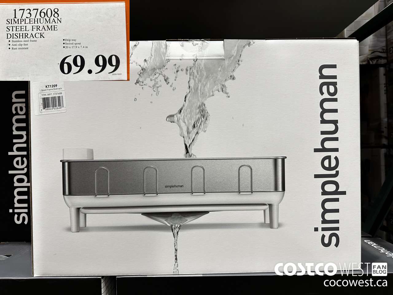 1737608 SIMPLEHUMAN STAINLESS STEEL FRAME DISHRACK $69.99