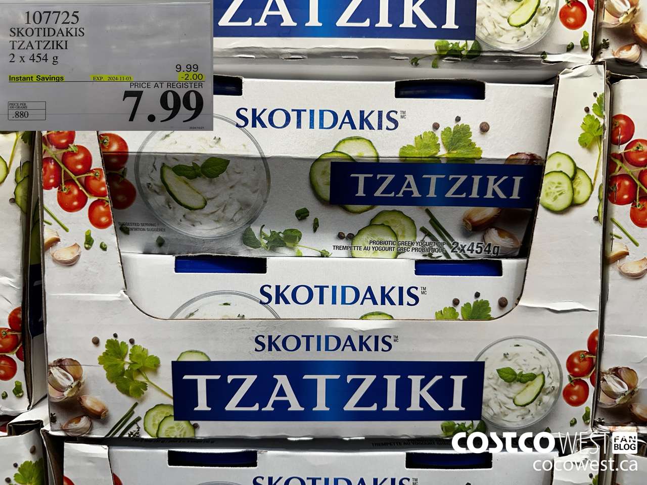 107725 SKOTIDAKIS TZATZIKI 2 x 454g ($2.00 INSTANT SAVINGS EXPIRES ON 2024-11-03) $7.99