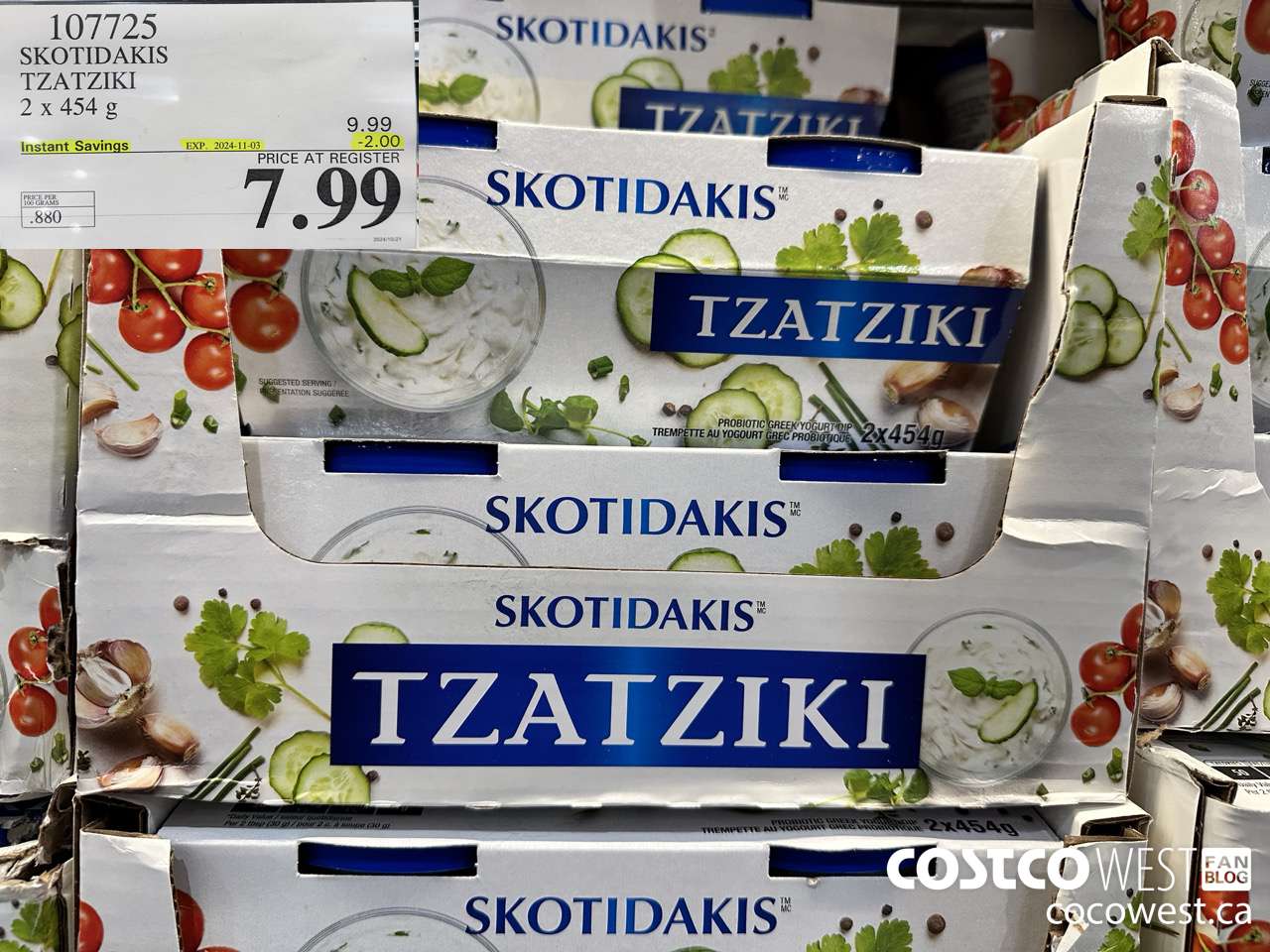 107725 SKOTIDAKIS TZATZIKI 2 x 454g ($2.00 INSTANT SAVINGS EXPIRES ON 2024-11-03) $7.99