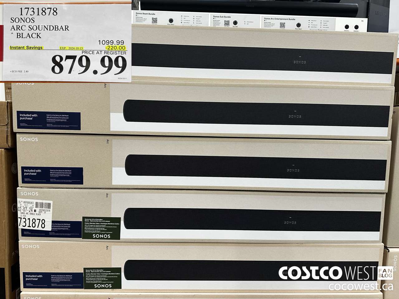 1731878 SONOS ARC SOUNDBAR W/DOLBY ATMOS ($220.00 INSTANT SAVINGS EXPIRES ON 2024-10-13) $879.99