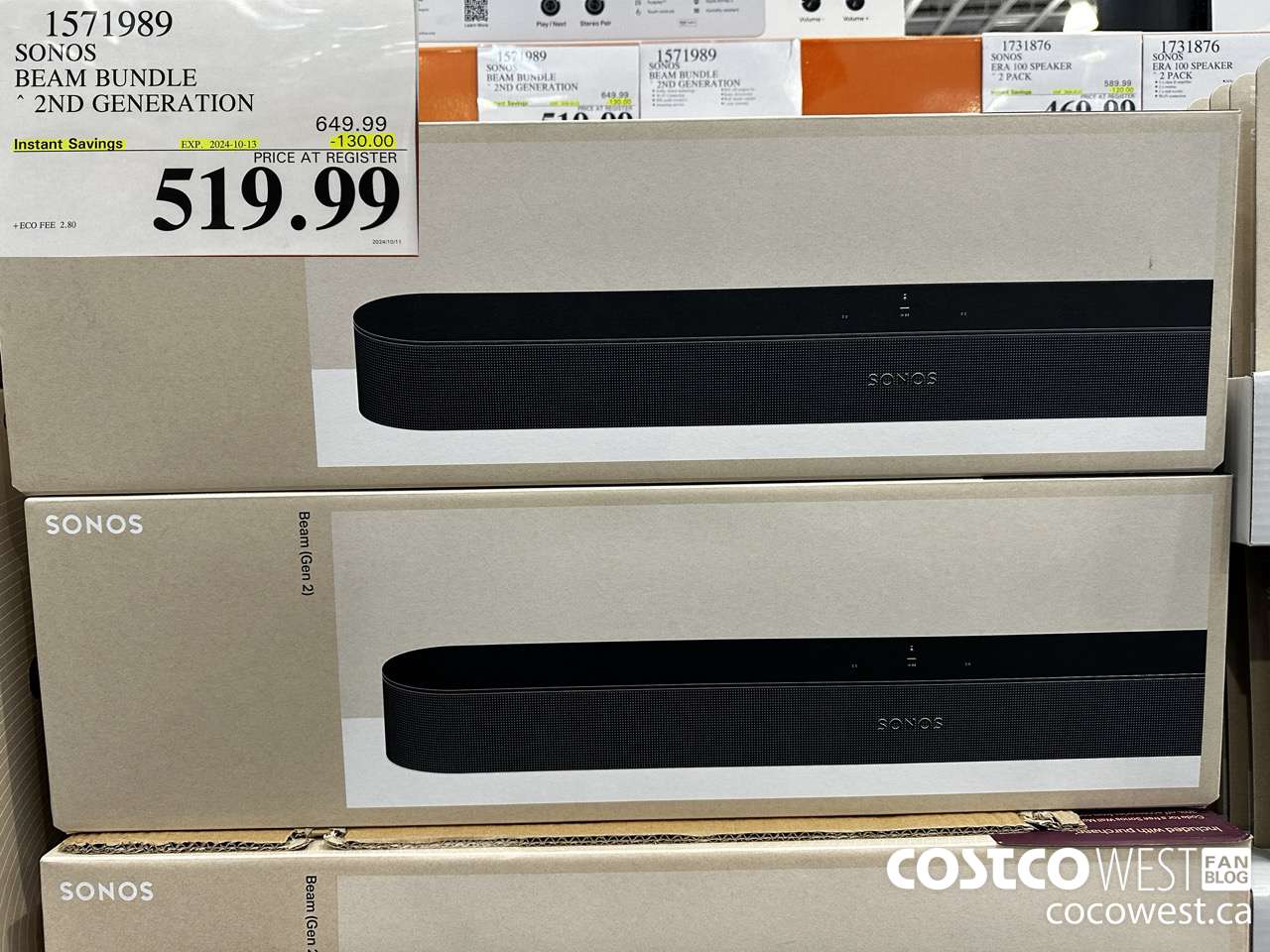 1571989 SONOS BEAM (GEN 2) BUNDLE ($130.00 INSTANT SAVINGS EXPIRES ON 2024-10-13) $519.99
