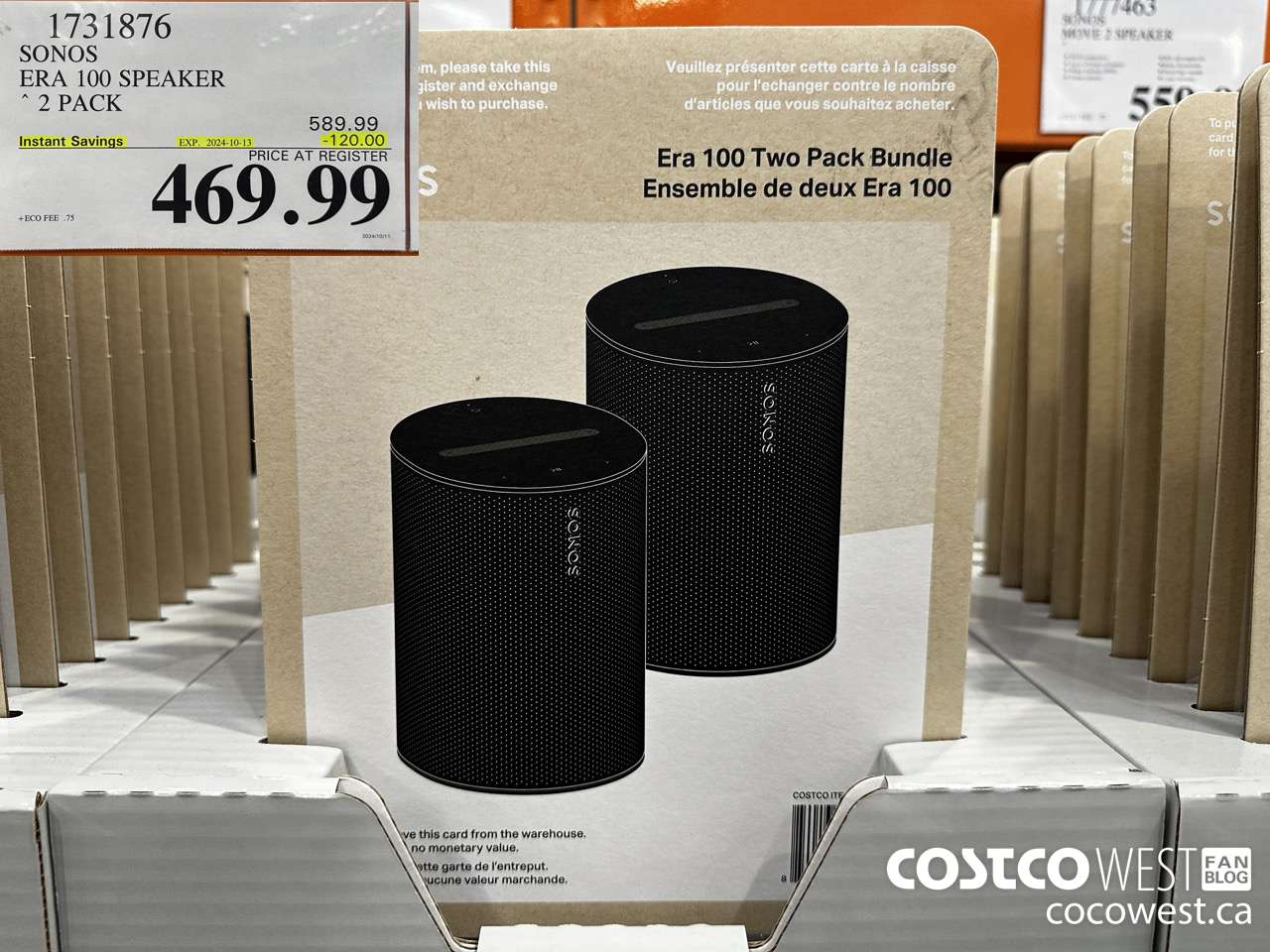 1731876 SONOS ERA 100 SPEAKER 2 PACK ($120.00 INSTANT SAVINGS EXPIRES ON 2024-10-13) $469.99