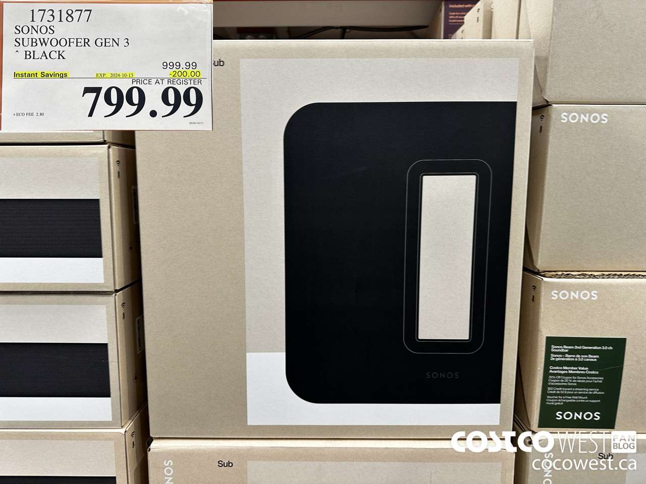 1731877 SONOS SUB (GEN 3) WIRELESS SUBWOOFER ($200.00 INSTANT SAVINGS EXPIRES ON 2024-10-13) $799.99