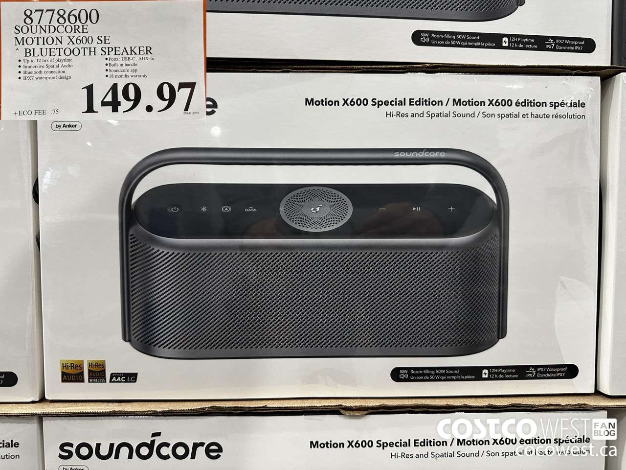 8778600 SOUNDCORE MOTION X600 SE BLUETOOTH SPEAKER $149.97