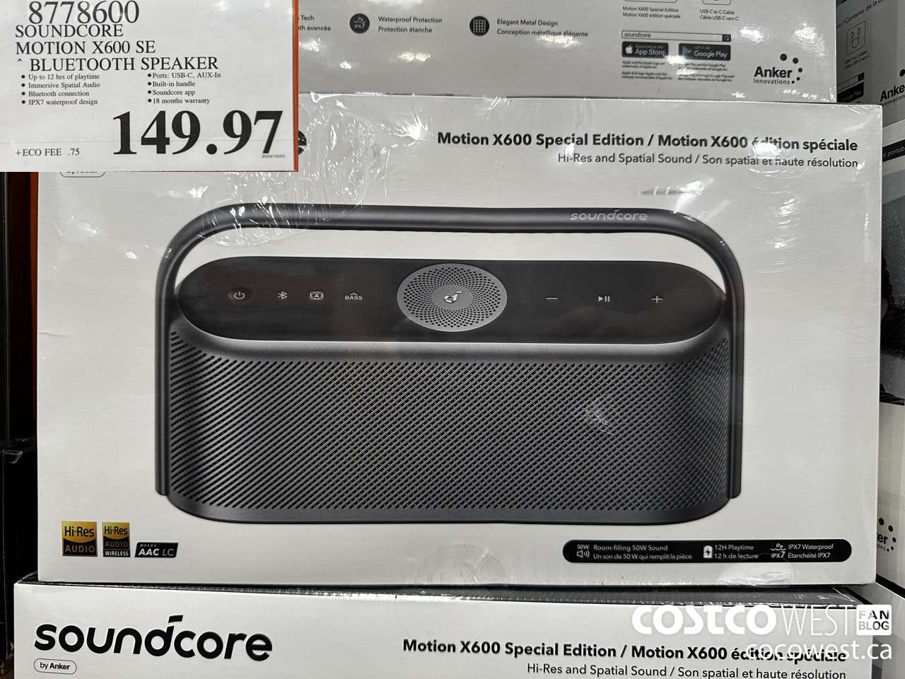 8778600 SOUNDCORE MOTION X600 SE BLUETOOTH SPEAKER $149.97