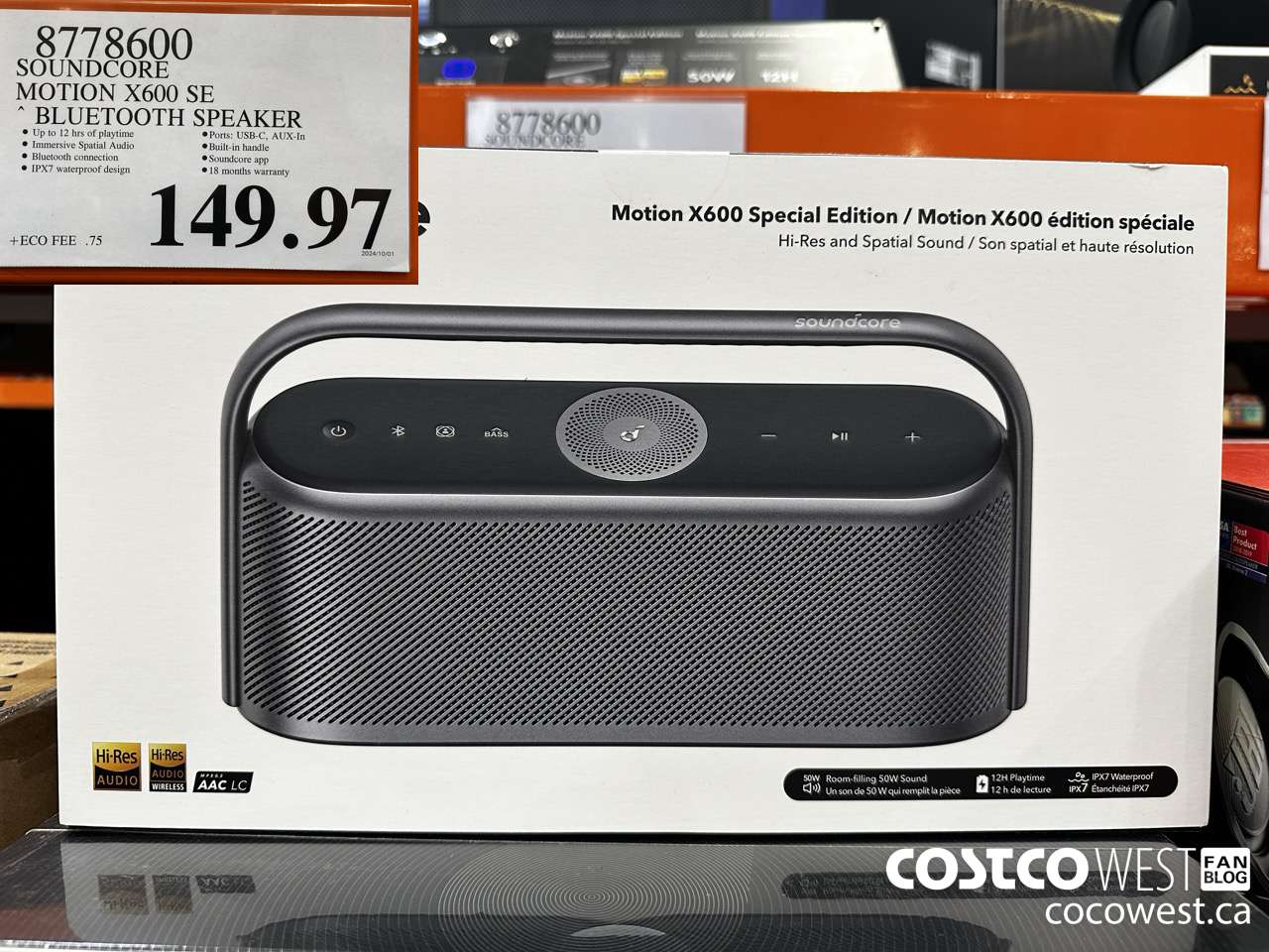 8778600 SOUNDCORE MOTION X600 SE BLUETOOTH SPEAKER $149.97