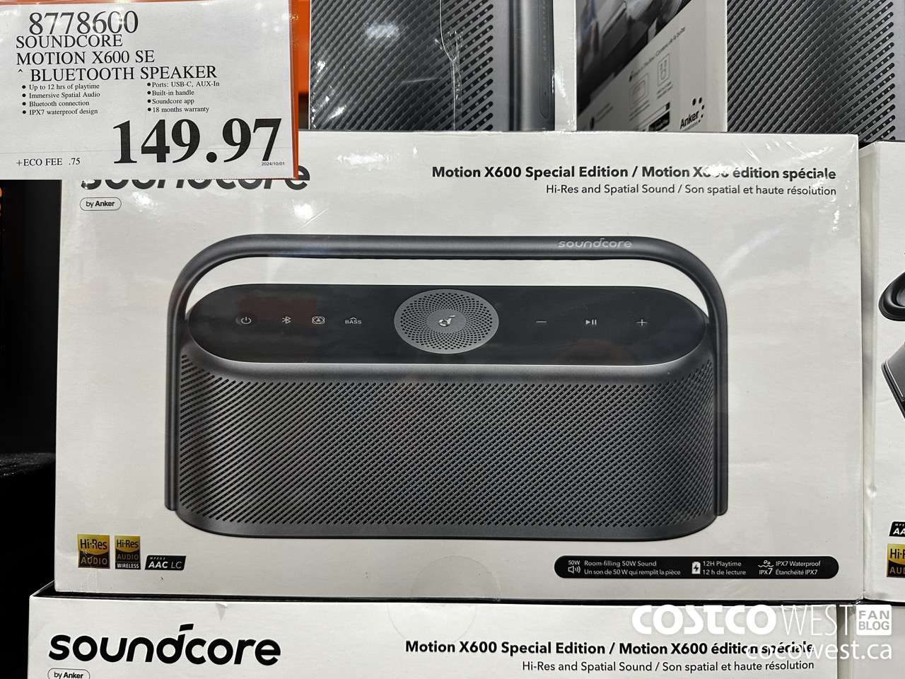 8778600 SOUNDCORE MOTION X600 SE BLUETOOTH SPEAKER $149.97