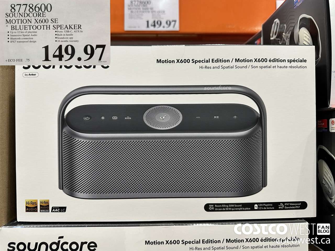 8778600 SOUNDCORE MOTION X600 SE BLUETOOTH SPEAKER $149.97