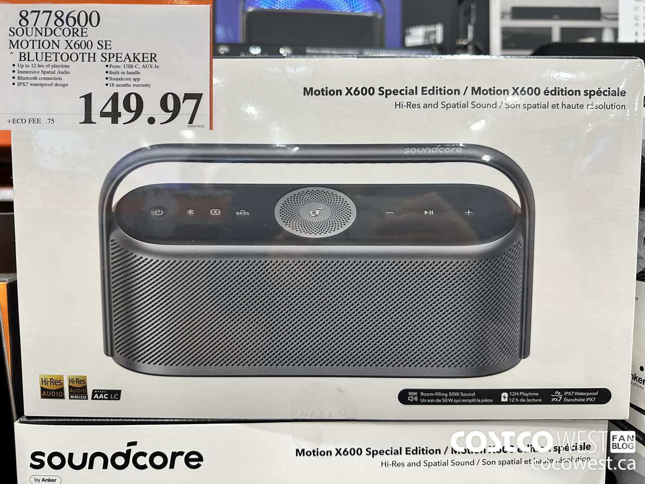 8778600 SOUNDCORE MOTION X600 SE BLUETOOTH SPEAKER $149.97