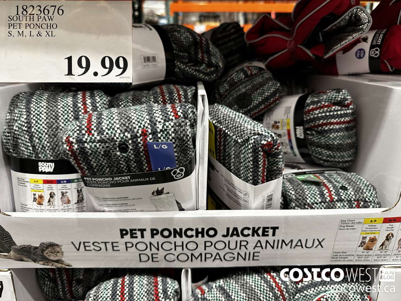 1823676 SOUTH PAW PET PONCHO S, M, L & XL $19.99