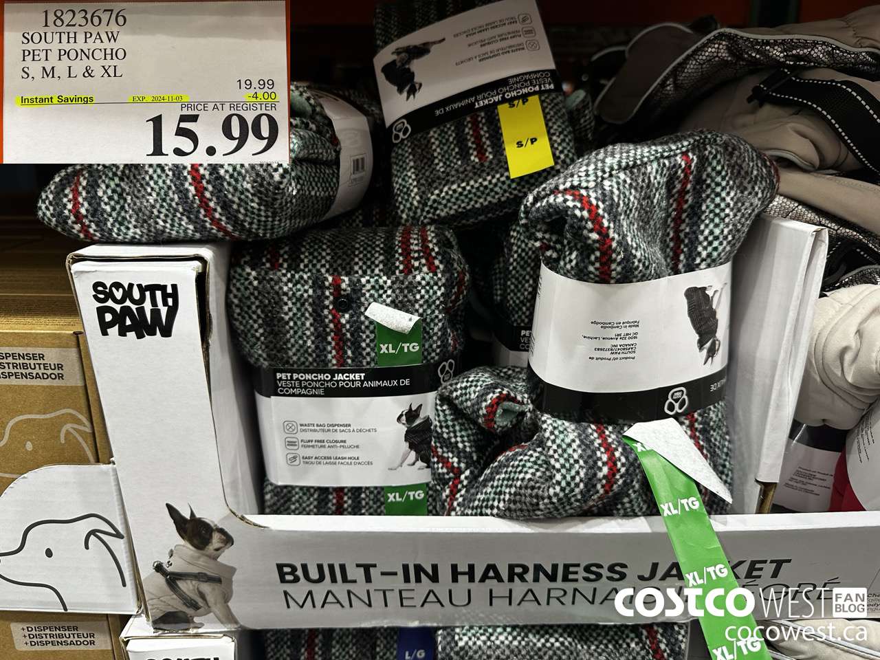 1823676 SOUTH PAW PET PONCHO S, M, L & XL ($4.00 INSTANT SAVINGS EXPIRES ON 2024-11-03) $15.99