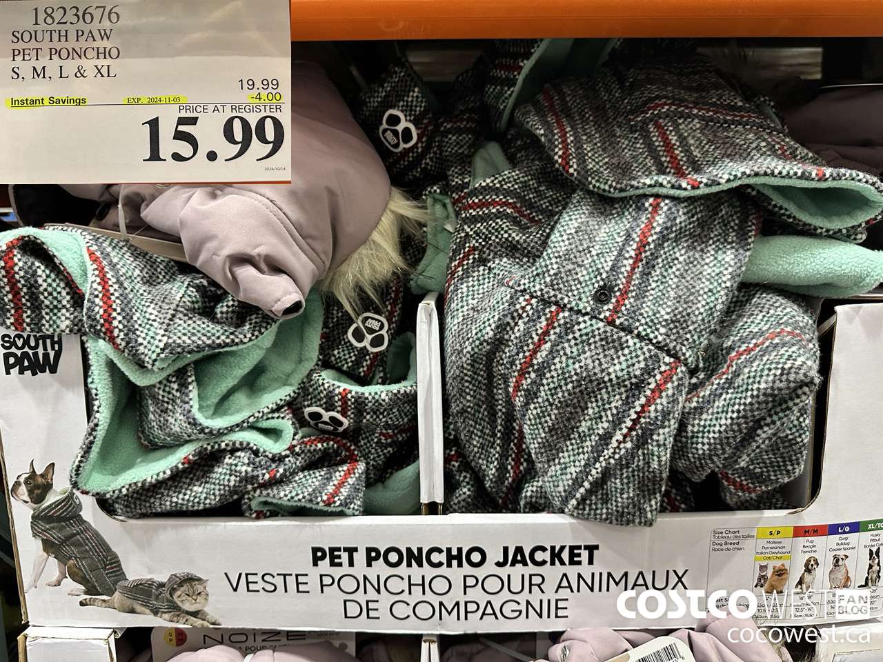 1823676 SOUTH PAW PET PONCHO S, M, L & XL ($4.00 INSTANT SAVINGS EXPIRES ON 2024-11-03) $15.99