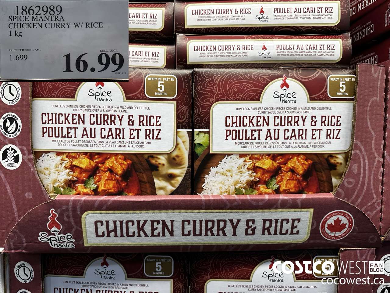 1862989 SPICE MANTRA CHICKEN CURRY W/RICE 1KG $16.99