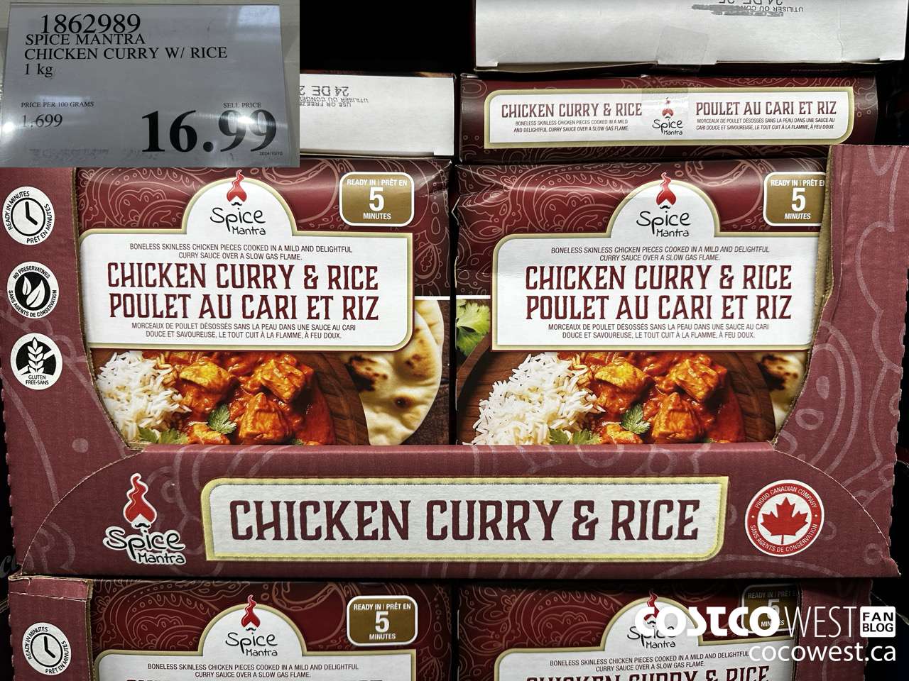 1862989 SPICE MANTRA CHICKEN CURRY W/RICE 1KG $16.99