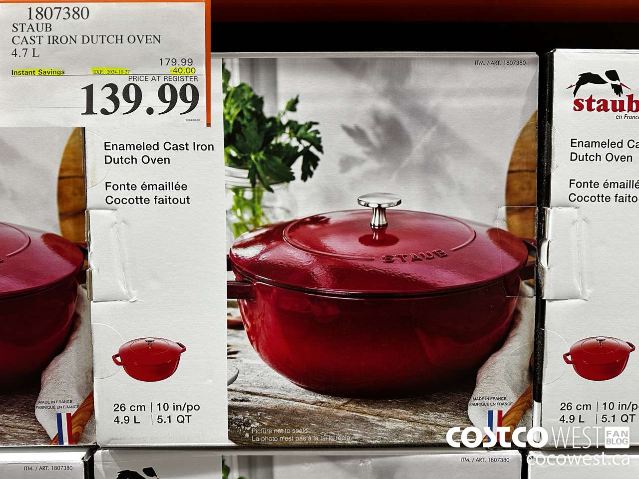 1807380 STAUB CAST IRON DUTCH OVEN 4.7L ($40.00 INSTANT SAVINGS EXPIRES ON 2024-10-27) $139.99