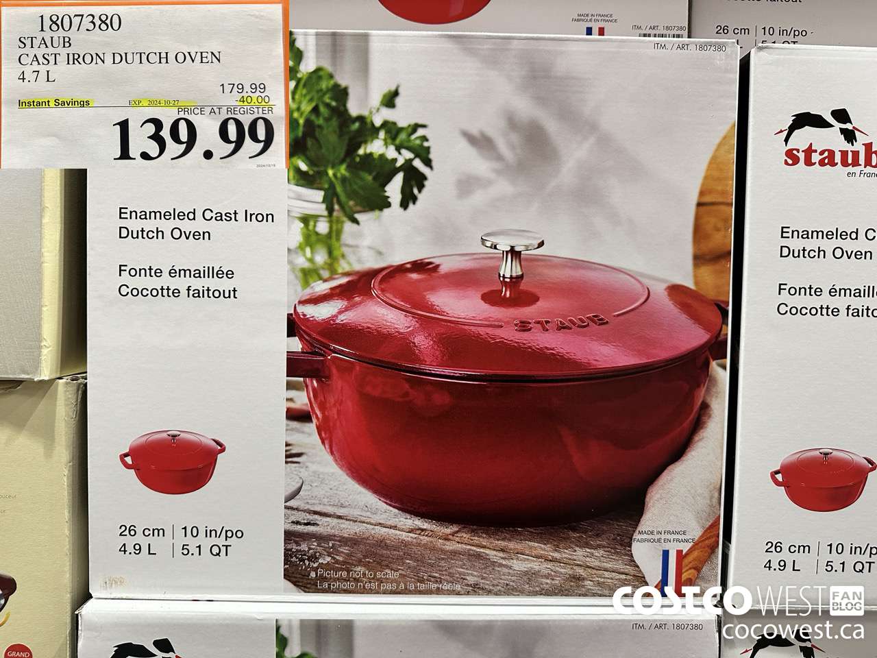 1807380 STAUB CAST IRON DUTCH OVEN 4.7L ($40.00 INSTANT SAVINGS EXPIRES ON 2024-10-27) $139.99