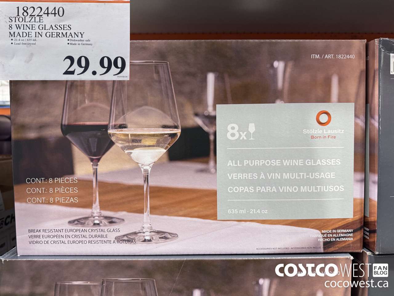 1822440 STOLZLE 8 WINE GLASSES MADE IN GERMANY $29.99