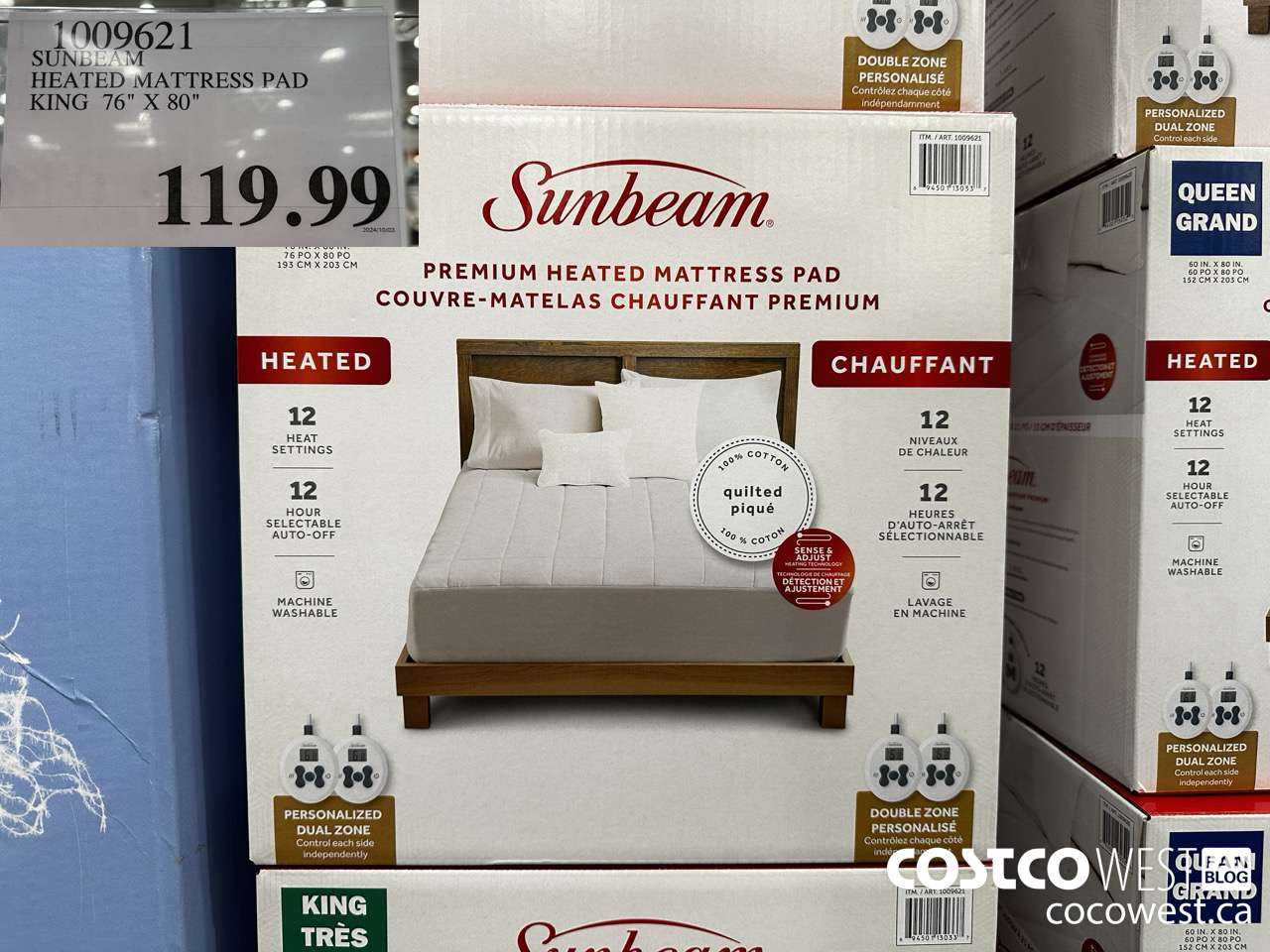 1009621 SUNBEAM HEATED MATTRESS PAD KING 76