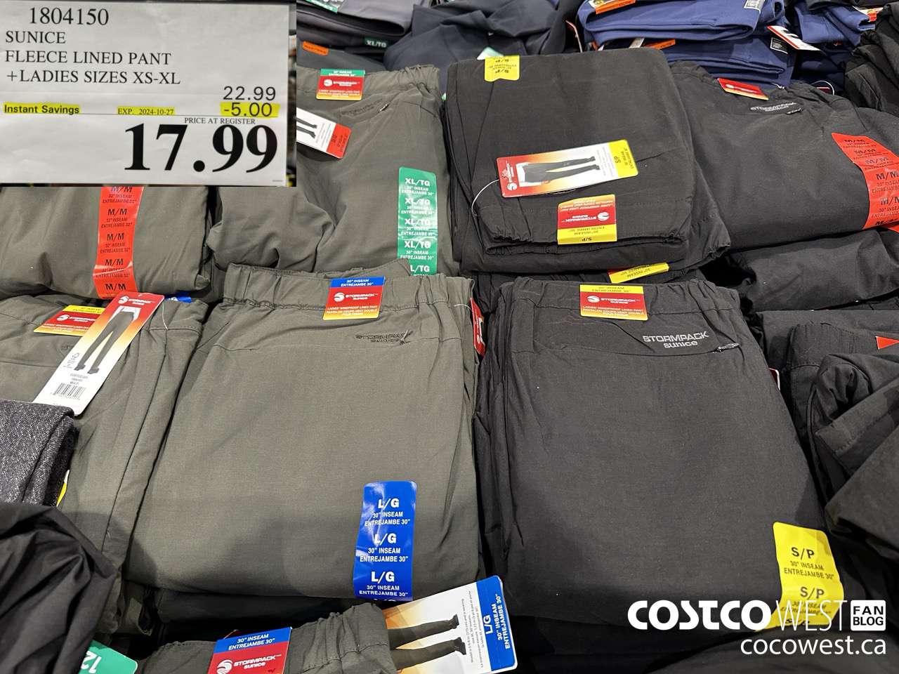 1804150 SUNICE FLEECE LINED PANT LADIES SIZES XS-XL ($5.00 INSTANT SAVINGS EXPIRES ON 2024-10-27) $17.99