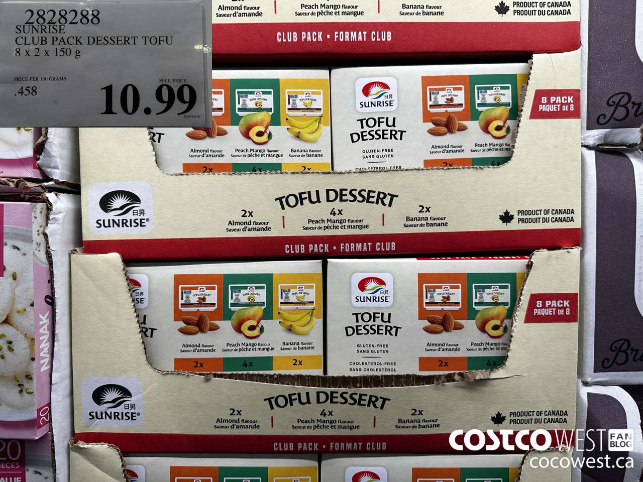 2828288 SUNRISE CLUB PACK DESSERT TOFU 8 X 2 X 150G $10.99