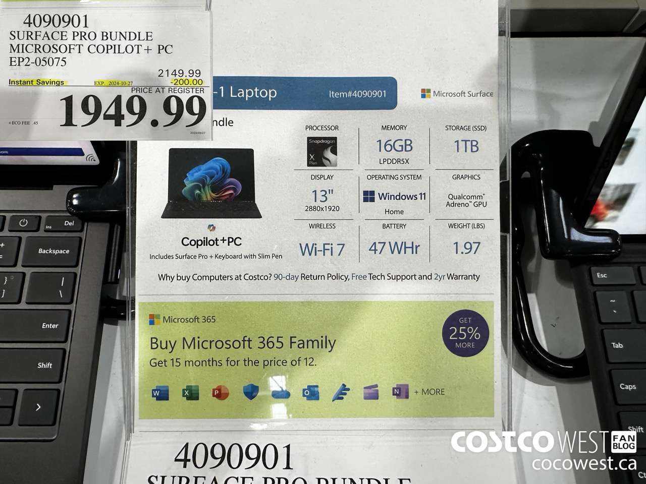 4090901 SURFACE PRO BUNDLE MICROSOFT COPILOT + PC EP2-05075 ($200.00 INSTANT SAVINGS EXPIRES ON 2024-10-27) $1949.99