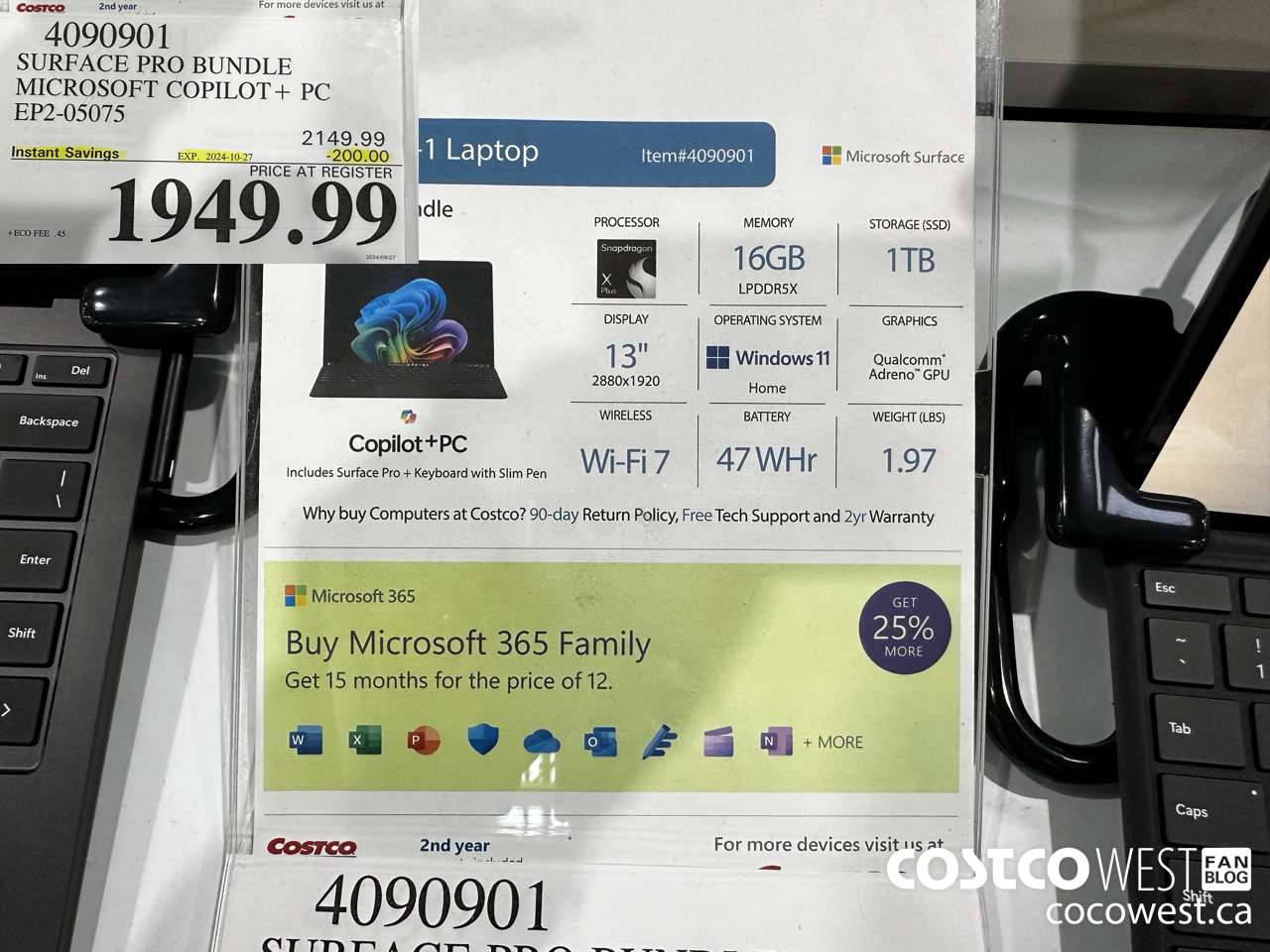 4090901 SURFACE PRO BUNDLE MICROSOFT COPILOT + PC EP2-05075 ($200.00 INSTANT SAVINGS EXPIRES ON 2024-10-27) $1949.99