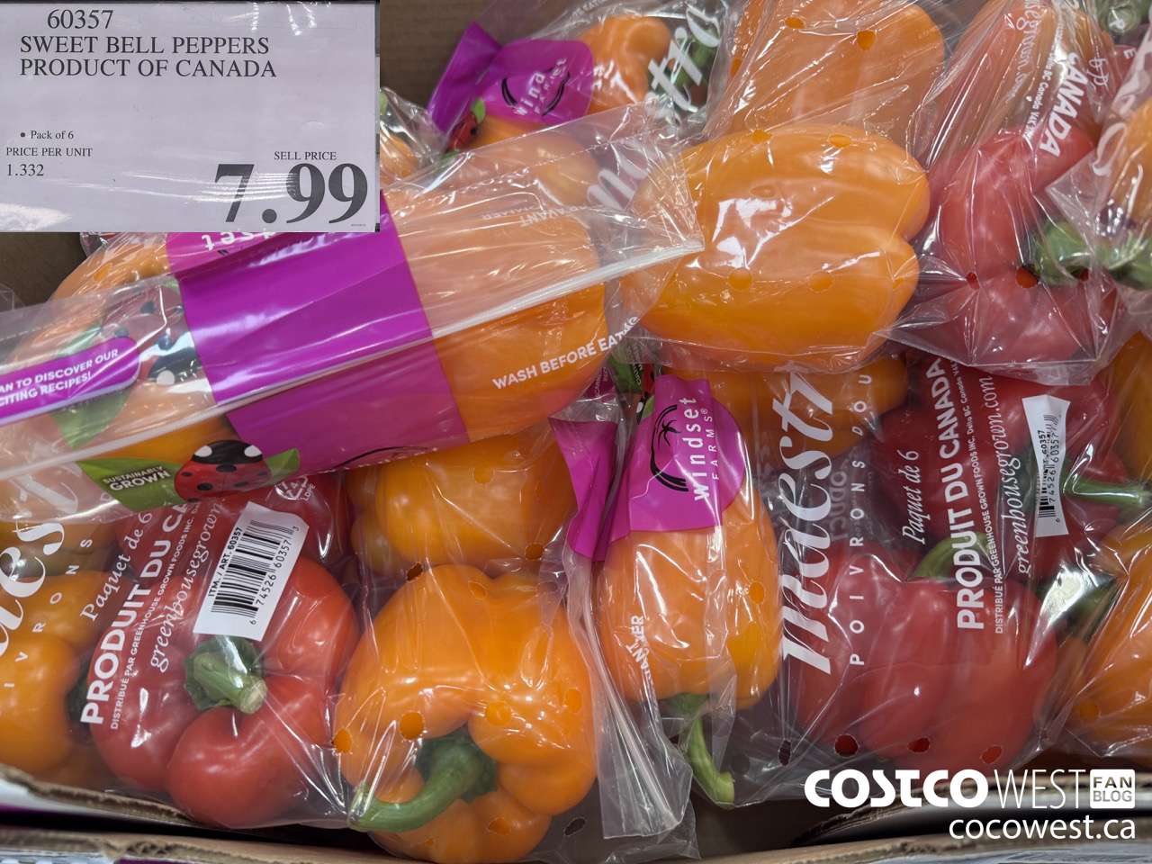 60357 SWEET BELL PEPPERS PRODUCT OF CANADA $7.99