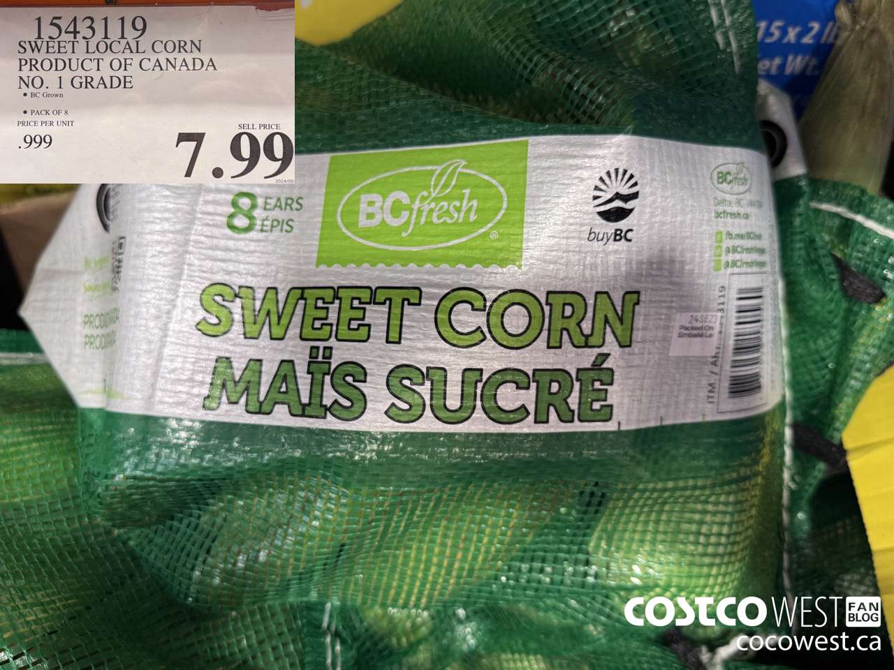 1543119 SWEET LOCAL CORN PRODUCT OF CANADA NO. 1 GRADE $7.99