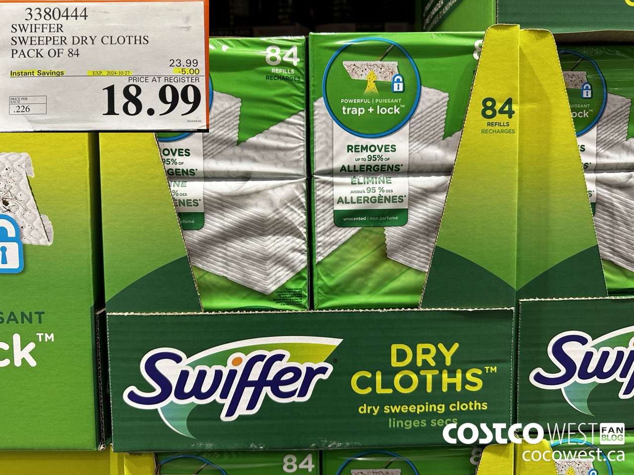 3380444 SWIFFER SWEEPER DRY CLOTHS PACK OF 84 ($5.00 INSTANT SAVINGS EXPIRES ON 2024-10-27) $18.99
