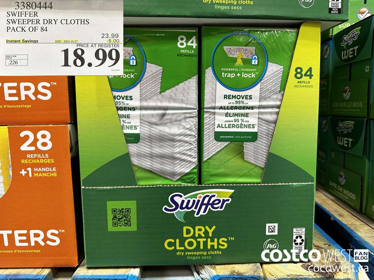 3380444 SWIFFER SWEEPER DRY CLOTHS PACK OF 84 ($5.00 INSTANT SAVINGS EXPIRES ON 2024-10-27) $18.99
