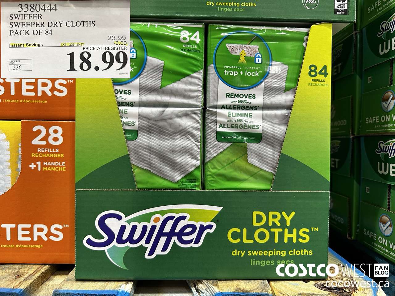 3380444 SWIFFER SWEEPER DRY CLOTHS PACK OF 84 ($5.00 INSTANT SAVINGS EXPIRES ON 2024-10-27) $18.99