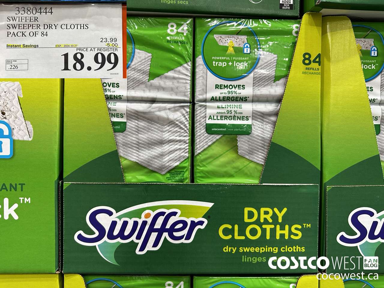 3380444 SWIFFER SWEEPER DRY CLOTHS PACK OF 84 ($5.00 INSTANT SAVINGS EXPIRES ON 2024-10-27) $18.99