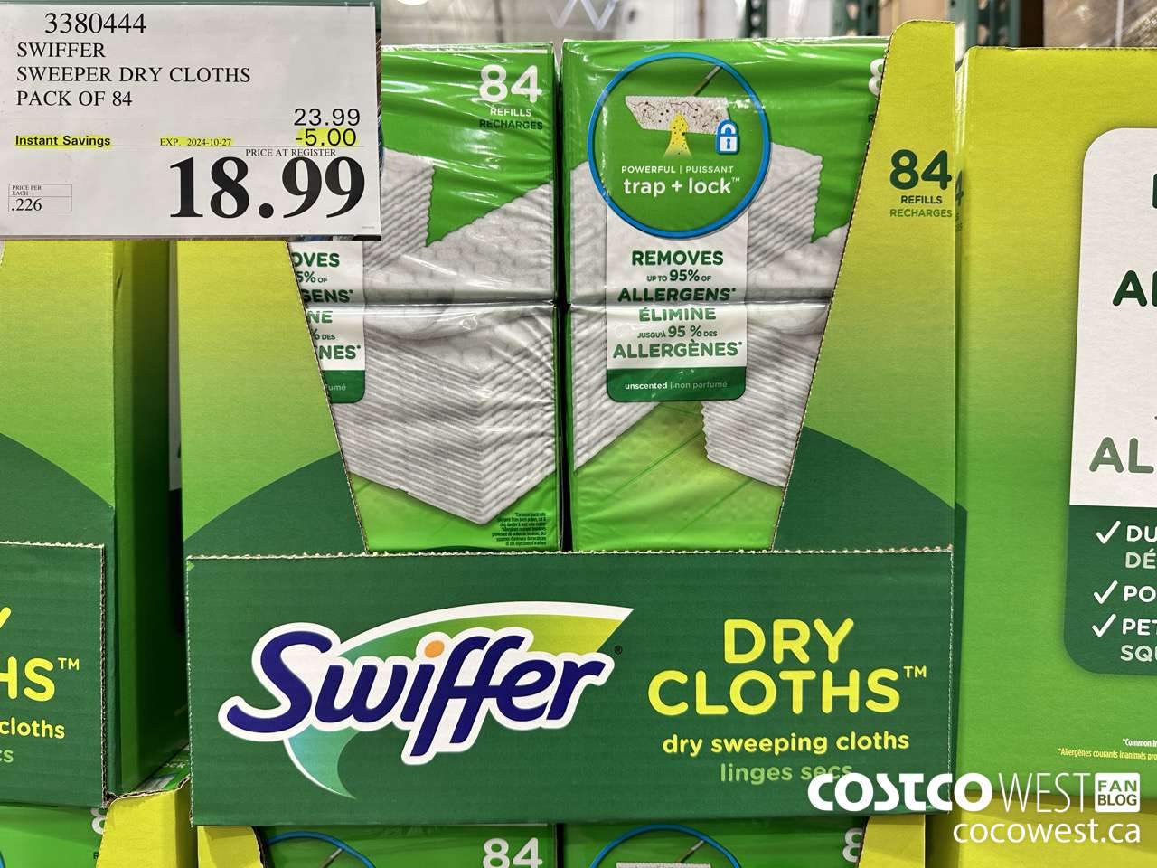 3380444 SWIFFER SWEEPER DRY CLOTHS PACK OF 84 ($5.00 INSTANT SAVINGS EXPIRES ON 2024-10-27) $18.99