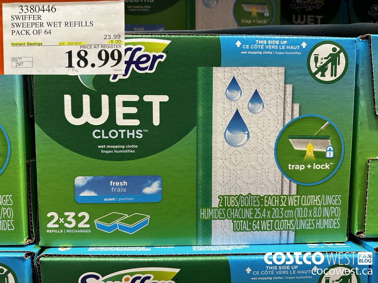 3380446 SWIFFER SWEEPER WET REFILLS PACK OF 64 ($5.00 INSTANT SAVINGS EXPIRES ON 2024-10-27) $18.99