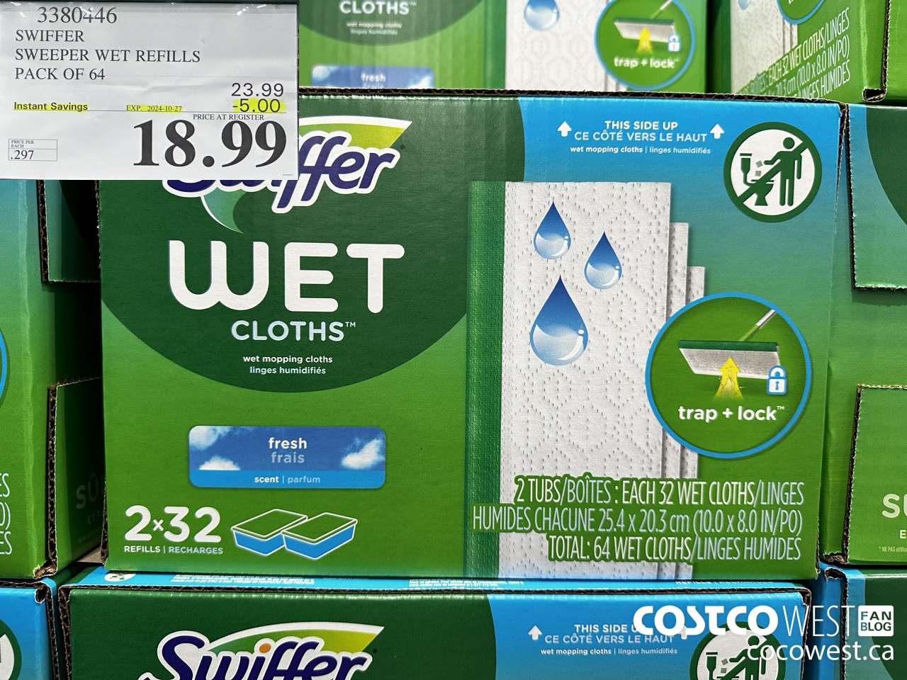 3380446 SWIFFER SWEEPER WET REFILLS PACK OF 64 ($5.00 INSTANT SAVINGS EXPIRES ON 2024-10-27) $18.99