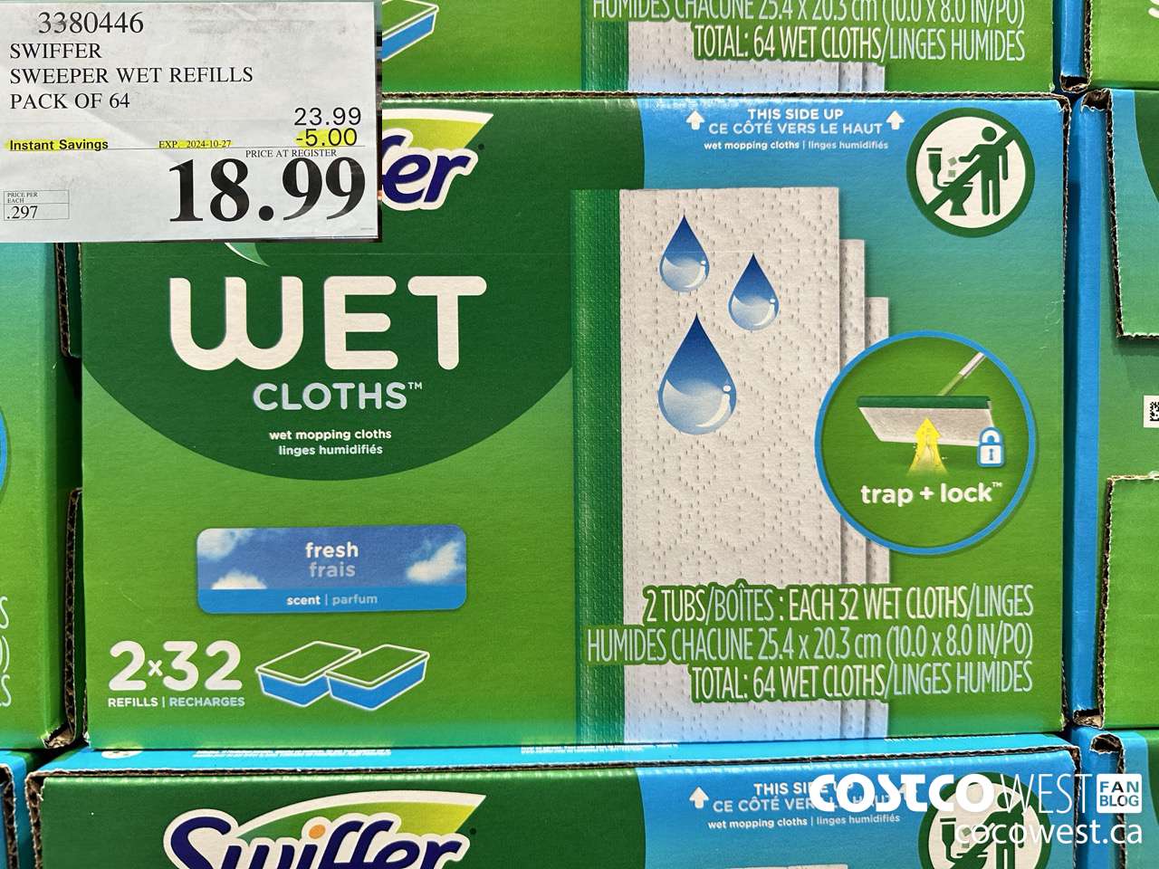 3380446 SWIFFER SWEEPER WET REFILLS PACK OF 64 ($5.00 INSTANT SAVINGS EXPIRES ON 2024-10-27) $18.99