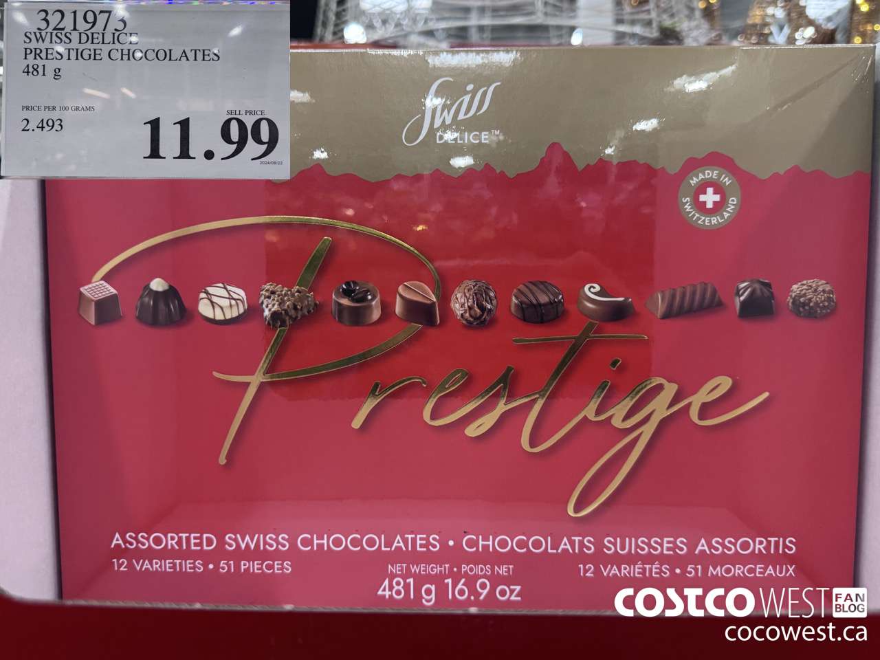 321973 SWISS DELICE PRESTIGE CHOCOLATES 481 G $11.99
